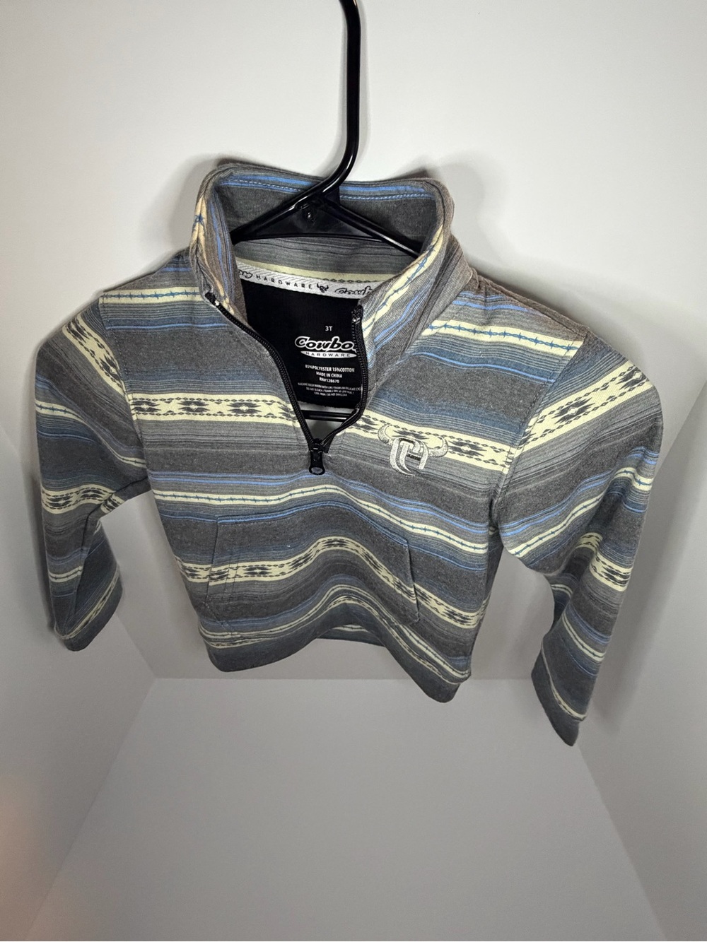 Kids' Gray Stripe Half-Zip Pullover Jacket